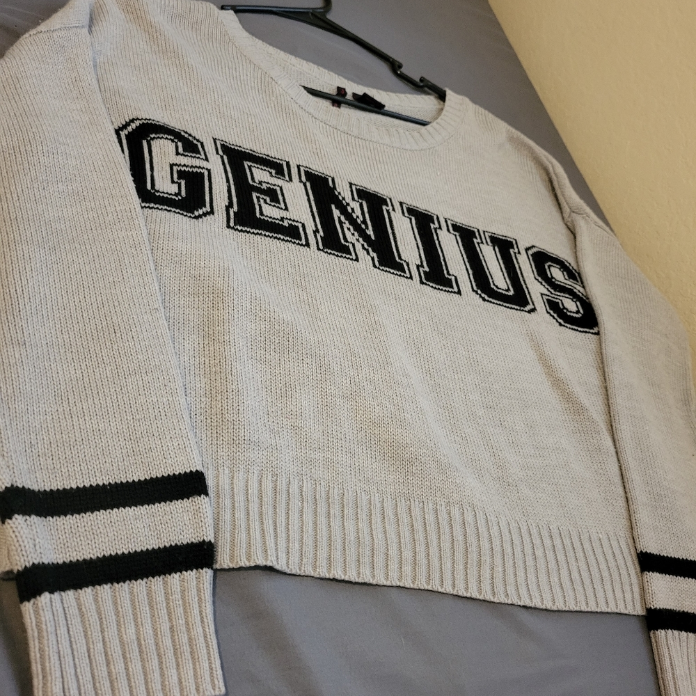 Women's gray long sleeve crop sweater